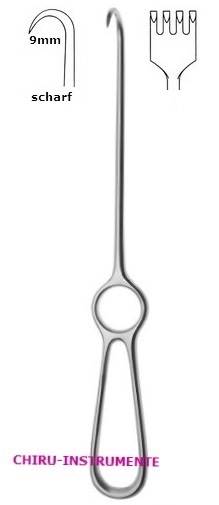 VOLKMANN Wundhaken, 4 Zähne, 21,5 cm, scharf VOLKMANN Wundhaken, 4 Zähne, 21,5 cm, scharf