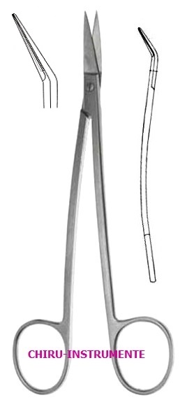 DEAN tonsil scissors, angled, 17 cm (6 ¾"), 1 blade serrated