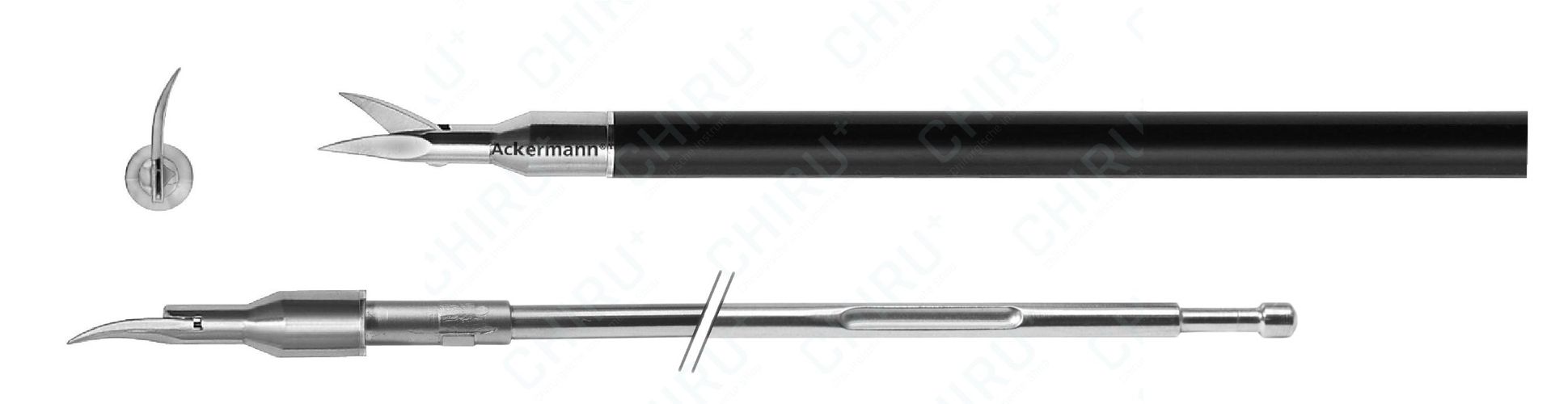 Micro scissors, curved, Ø 5.0 mm, 330 mm, Xpress Lock™