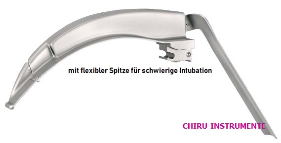 MACINTOSH Laryngoskopspatel, Fig. 2, 87 mm, matt, Kaltlicht, mit flexibler Spitze MACINTOSH Laryngoskopspatel, Fig. 2, 87 mm, matt, Kaltlicht, mit flexibler Spitze