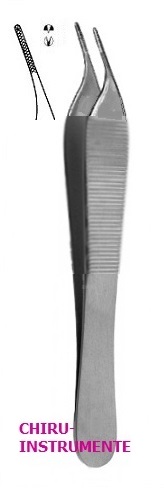 ADSON chirurgische Pinzette, 1 x 2 Zähne, 15 cm, abgewinkelt, gerieft