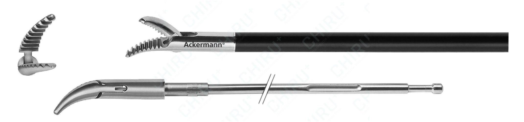 Dissektionszange, gezahnt, stark gebogen, Ø 5 mm, 330 mm, XPress Lock™
