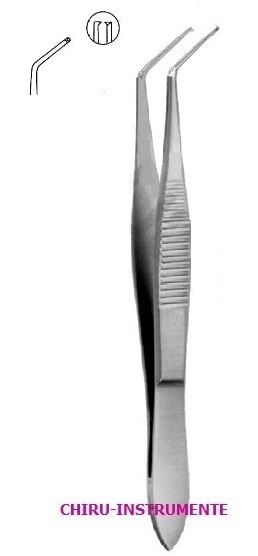 HESS Iris Pinzette, 1x2 Zähne, 0,3mm, 7cm